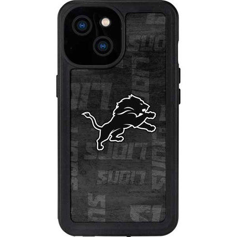 NFL Detroit Lions Black & White iPhone 13 Mini Waterproof Case