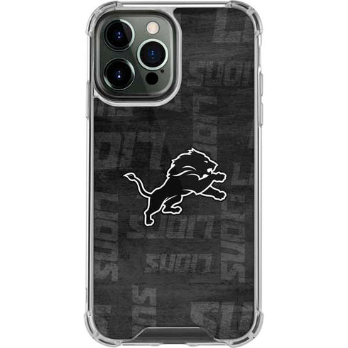 NFL Detroit Lions Black & White iPhone 13 Pro Max Clear Case