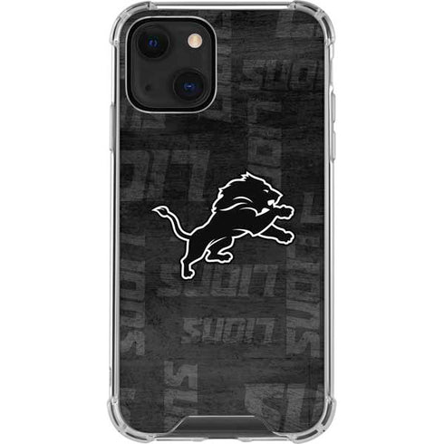 NFL Detroit Lions Black & White iPhone 14 Plus Clear Case