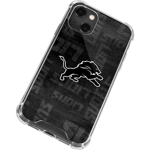 NFL Detroit Lions Black & White iPhone 15 Plus Clear Case