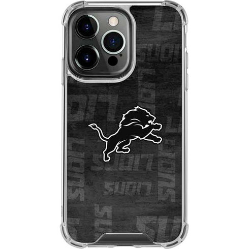 NFL Detroit Lions Black & White iPhone 15 Pro Clear Case