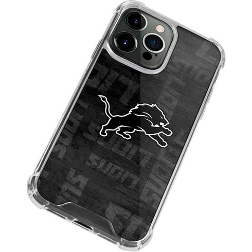 NFL Detroit Lions Black & White iPhone 15 Pro Clear Case