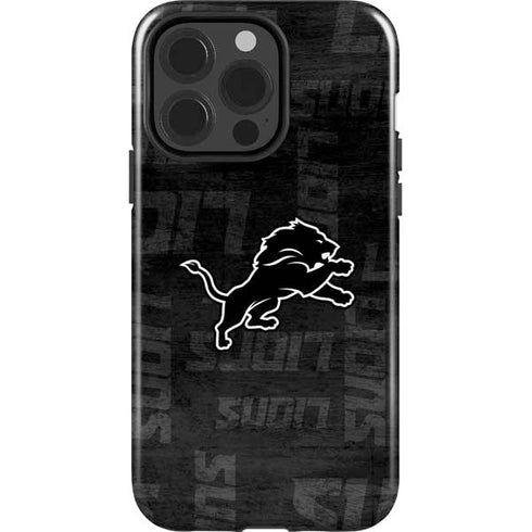 NFL Detroit Lions Black & White iPhone 15 Pro Impact Case