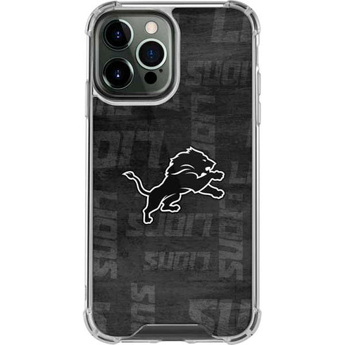 NFL Detroit Lions Black & White iPhone 15 Pro Max Clear Case