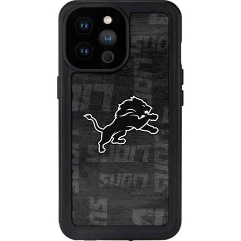 NFL Detroit Lions Black & White iPhone 14 Pro Max Waterproof Case
