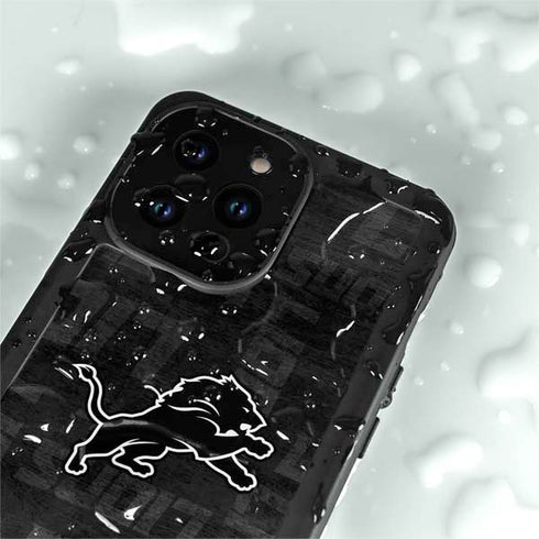 NFL Detroit Lions Black & White iPhone 14 Pro Max Waterproof Case