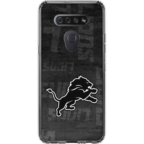 NFL Detroit Lions Black & White LG K51/Q51 Clear Case