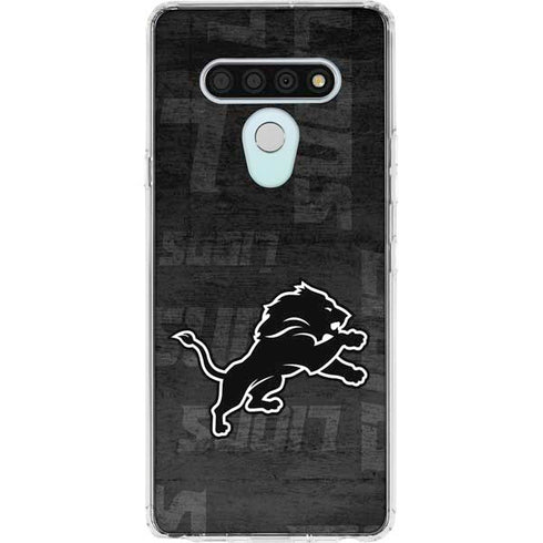 NFL Detroit Lions Black & White LG Stylo 6 Clear Case
