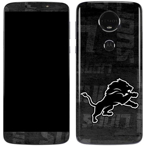 NFL Detroit Lions Black & White Moto E5 Plus Skin