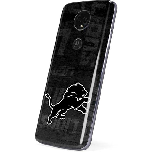 NFL Detroit Lions Black & White Moto E5 Plus Skin