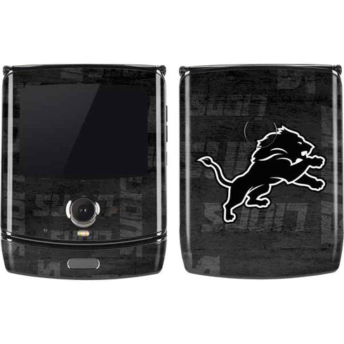NFL Detroit Lions Black & White Motorola RAZR Skin