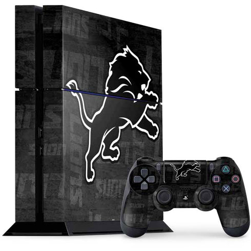 NFL Detroit Lions Black & White PS4 Console and Controller Bundle Skin