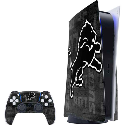 NFL Detroit Lions Black & White PS5 Bundle Skin