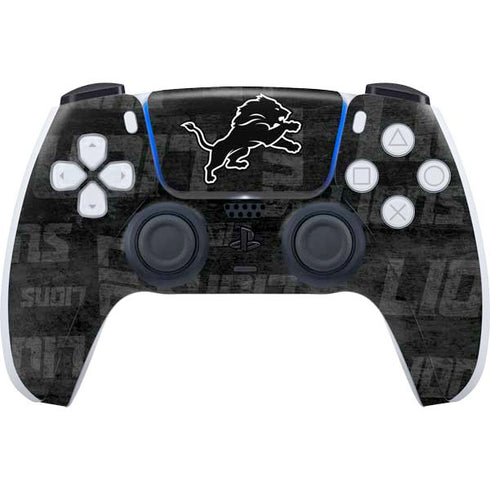 NFL Detroit Lions Black & White PS5 Controller Skin