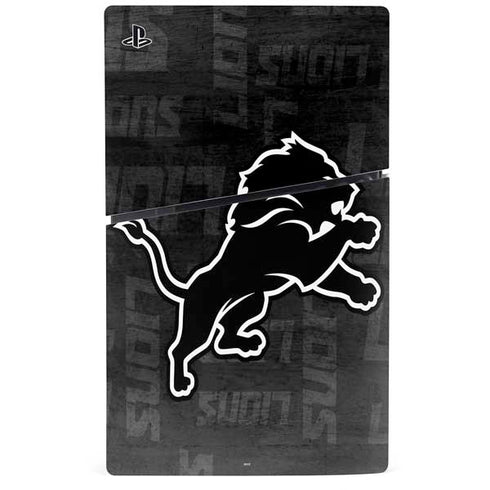 NFL Detroit Lions Black & White PS5 Slim Disk Bundle Skin