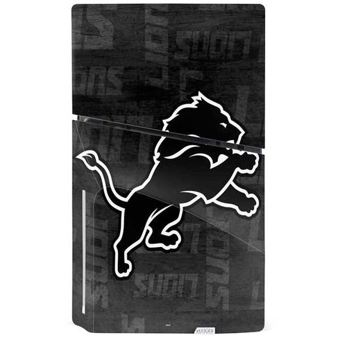 NFL Detroit Lions Black & White PS5 Slim Disk Console Skin