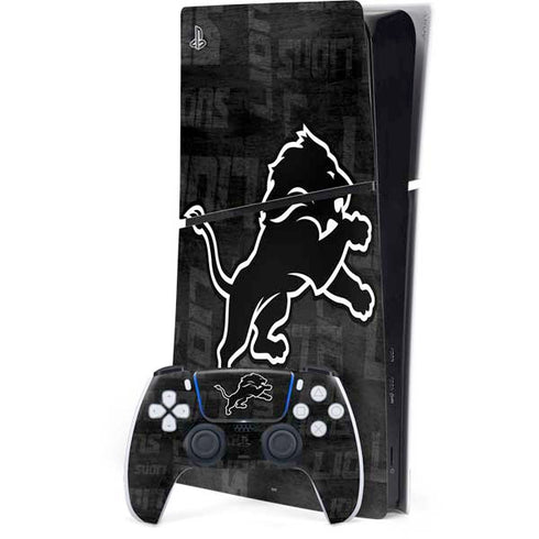 NFL Detroit Lions Black & White PS5 Slim Digital Edition Console Skin