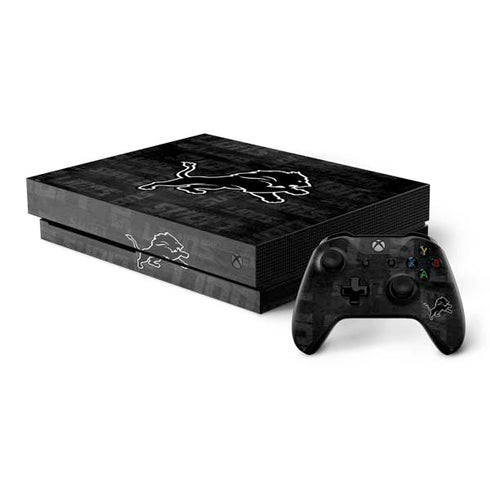 NFL Detroit Lions Black & White Xbox One X Bundle Skin