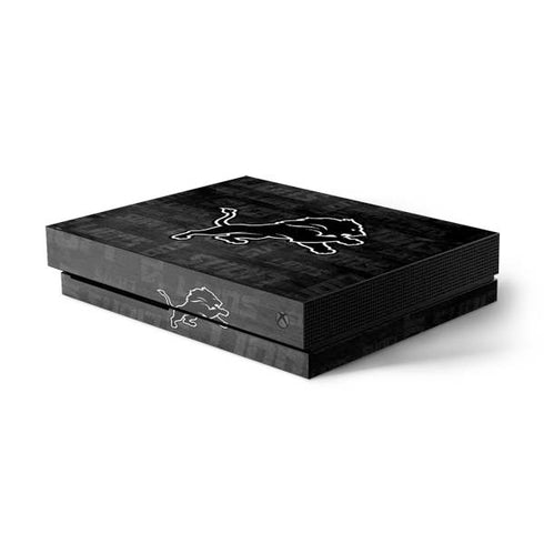 NFL Detroit Lions Black & White Xbox One X Console Skin