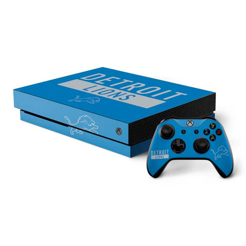 NFL Detroit Lions Blue Performance Series Xbox One X Bundle Skin