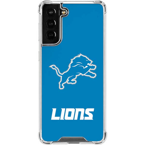 NFL Detroit Lions Distressed Galaxy S21 FE Clear Case