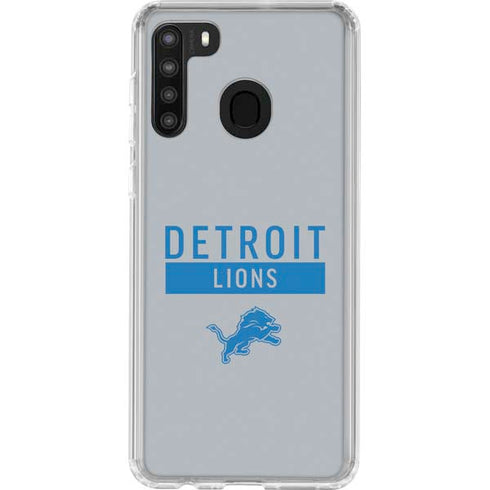 NFL Detroit Lions Grey Performance Series Galaxy A21 Clear Case