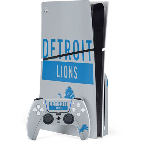 NFL Detroit Lions Grey Performance Series PS5 Slim Disk Bundle Skin