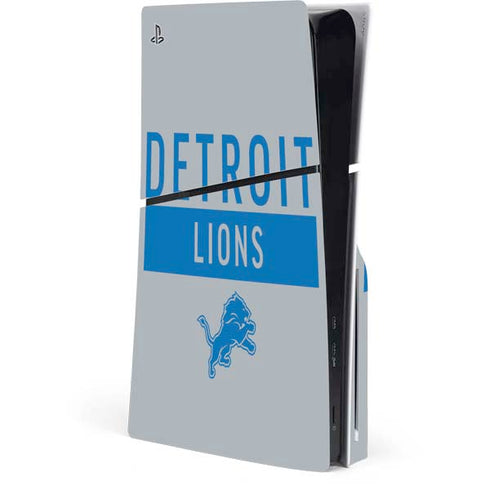 NFL Detroit Lions Grey Performance Series PS5 Slim Disk Console Skin
