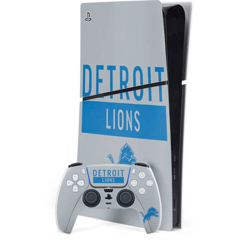 NFL Detroit Lions Grey Performance Series PS5 Slim Digital Edition Bundle Skin