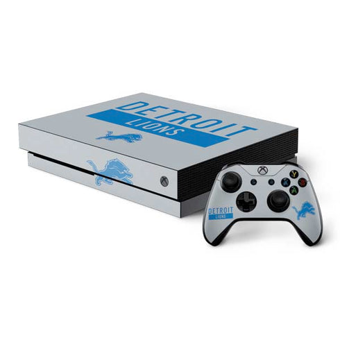 NFL Detroit Lions Grey Performance Series Xbox One X Bundle Skin