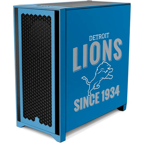 NFL Detroit Lions Helmet Corsair 4000D Tempered Glass Mid-Tower ATX Case Skin