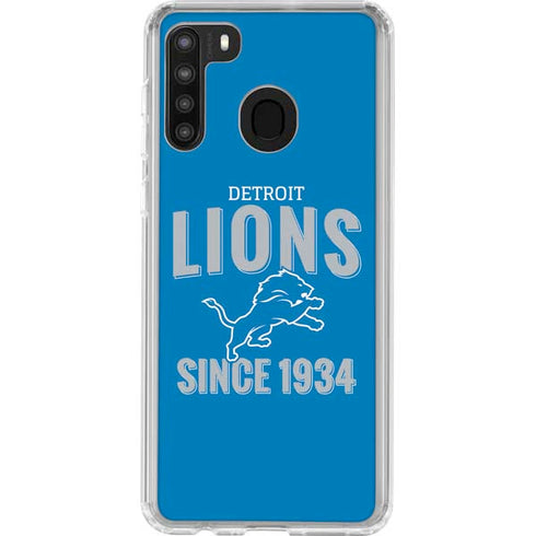 NFL Detroit Lions Helmet Galaxy A21 Clear Case