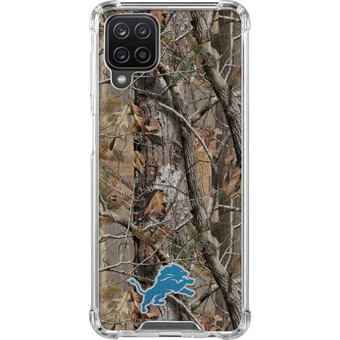NFL Detroit Lions Realtree AP Camo Galaxy A12 Clear Case