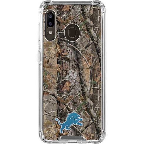 NFL Detroit Lions Realtree AP Camo Galaxy A30 Clear Case