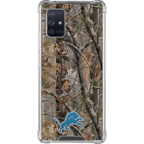 NFL Detroit Lions Realtree AP Camo Galaxy A71 5G Clear Case