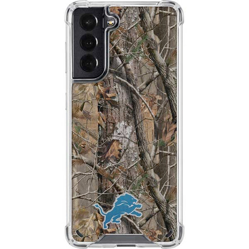 NFL Detroit Lions Realtree AP Camo Galaxy S21 5G Clear Case