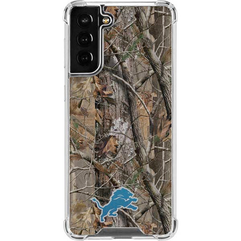 NFL Detroit Lions Realtree AP Camo Galaxy S21 FE Clear Case