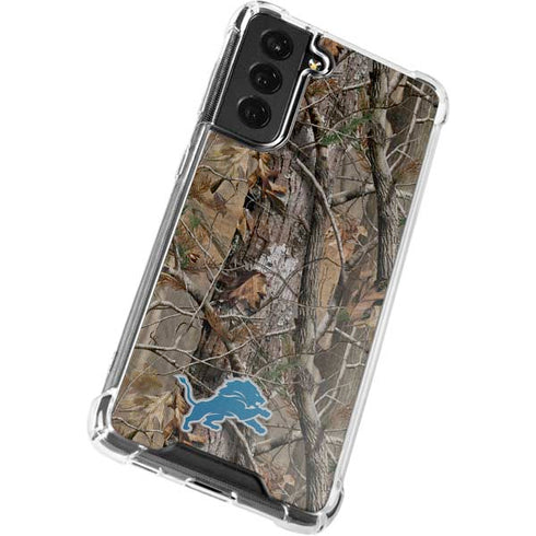 NFL Detroit Lions Realtree AP Camo Galaxy S21 FE Clear Case
