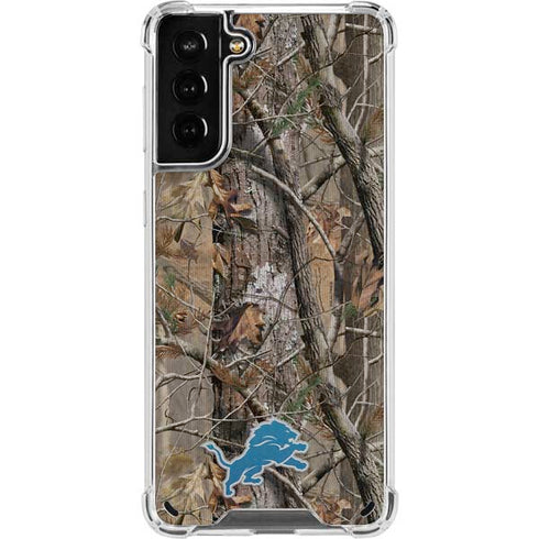 NFL Detroit Lions Realtree AP Camo Galaxy S21 Plus 5G Clear Case