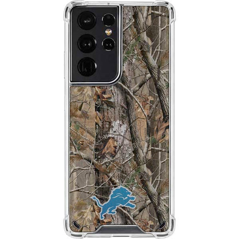 NFL Detroit Lions Realtree AP Camo Galaxy S21 Ultra 5G Clear Case