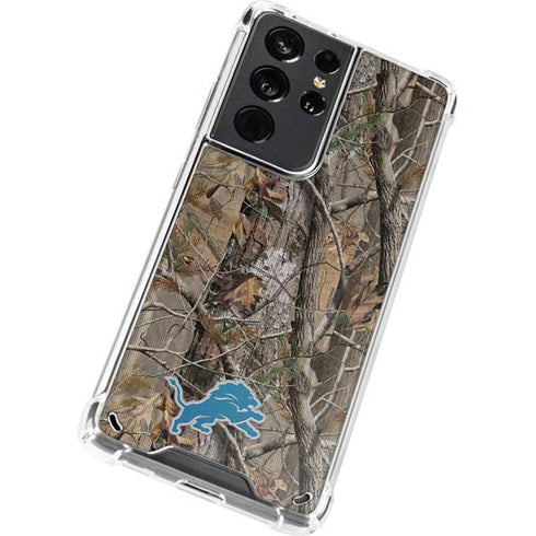 NFL Detroit Lions Realtree AP Camo Galaxy S21 Ultra 5G Clear Case