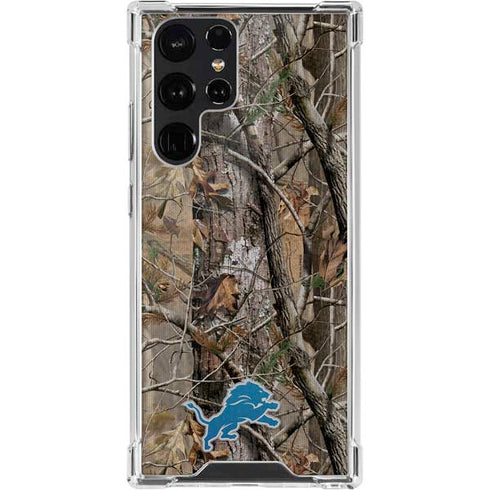 NFL Detroit Lions Realtree AP Camo Galaxy S22 Ultra Clear Case