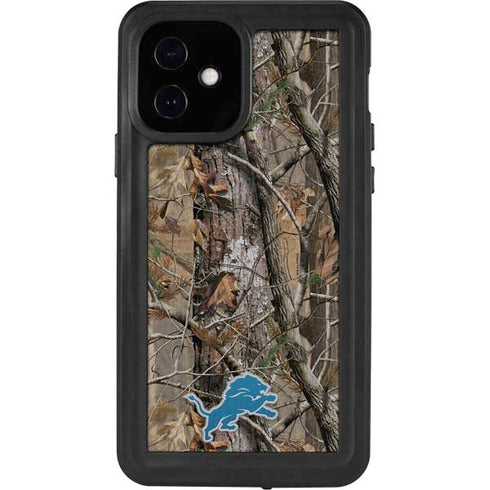 NFL Detroit Lions Realtree AP Camo iPhone 12 Waterproof Case