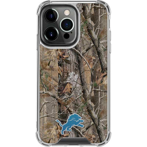 NFL Detroit Lions Realtree AP Camo iPhone 14 Pro Clear Case