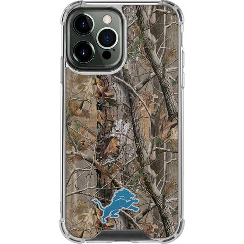 NFL Detroit Lions Realtree AP Camo iPhone 14 Pro Max Clear Case