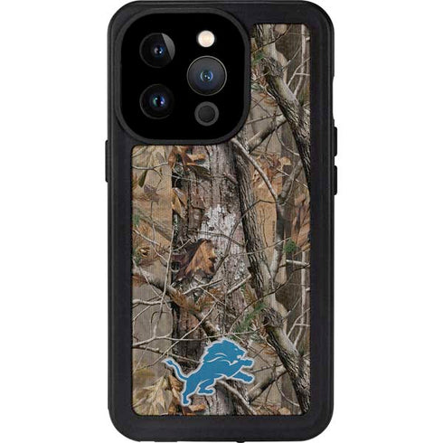 NFL Detroit Lions Realtree AP Camo iPhone 14 Pro Waterproof Case