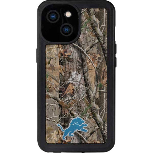 NFL Detroit Lions Realtree AP Camo iPhone 15 Waterproof Case
