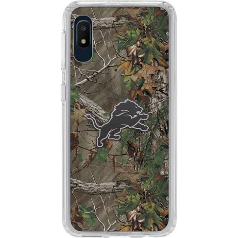 NFL Detroit Lions Realtree Xtra Green Camo Galaxy A10e Clear Case