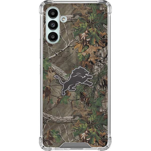 NFL Detroit Lions Realtree Xtra Green Camo Galaxy A13 5G Clear Case