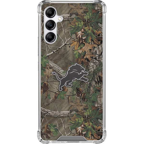 NFL Detroit Lions Realtree Xtra Green Camo Galaxy A14 5G Clear Case